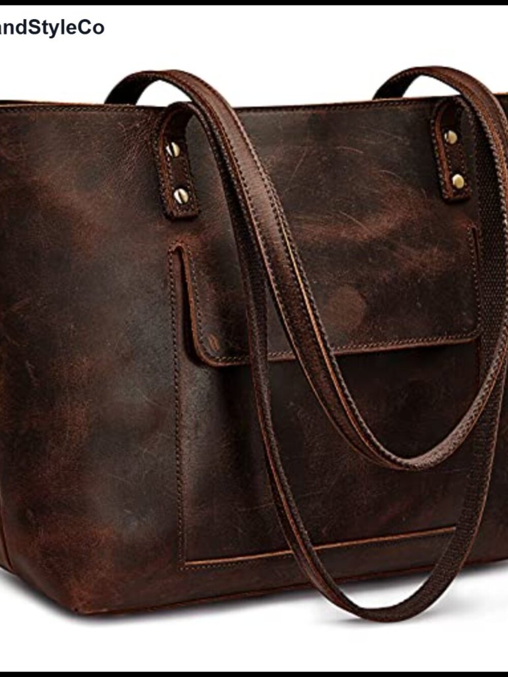 Genuine Leather Tote Bag for Women Fits 14" Laptop Crossbody Shoulder Purse